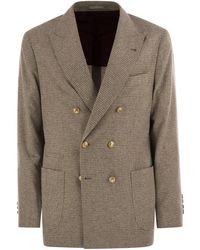 Brunello Cucinelli - Checked Flannel One-And-A-Half Breasted Deconstructed Blazer - Lyst