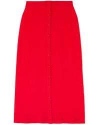 Victoria Beckham - Ribbed Merino Wool-Blend Midi Skirt - Lyst