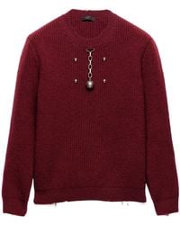Prada - Wool Crew-Neck Sweater With Pendant - Lyst