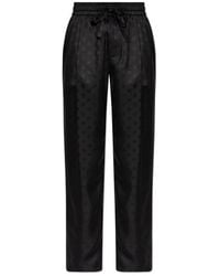 Dolce & Gabbana - Dolce & Gabbana Silk Trousers With Monogram - Lyst