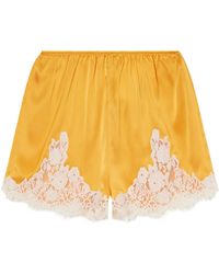 Doen - Iona Lace-Trimmed Silk-Satin Shorts - Lyst