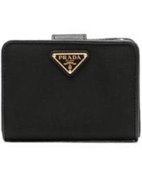 Prada - Enamel Triangle-Logo Bi-Fold Wallet - Lyst