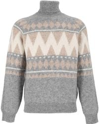 Peserico - Geometric-Pattern Roll-Neck Sweater - Lyst