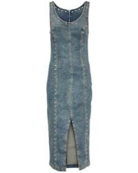 Blumarine - Embellished Denim Midi Dress - Lyst