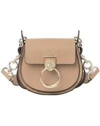 Chloé - Chloé Tess Logo Embossed Ring Embellished Shoulder Bag - Lyst