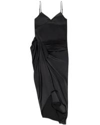 Area - Tuxedo V-Neck Midi Dress - Lyst