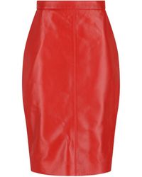 Saint Laurent - Logo Plaque Back Slit Skirt - Lyst