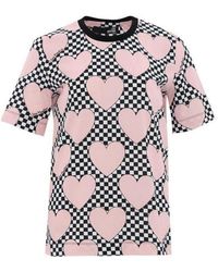 Moschino - Checkered Love Printed T-Shirt - Lyst