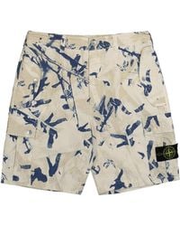 Stone Island - Paint-Printed Cargo Bermuda Shorts - Lyst