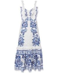 FARM Rio - Floral Linen-Blend Midi Dress - Lyst