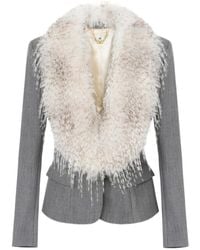 Elisabetta Franchi - Fur-Effect Collar Jacket - Lyst