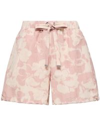 Moncler - Floral Printed Drawstring Shorts - Lyst