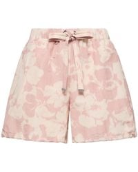Moncler - Floral Printed Drawstring Shorts - Lyst