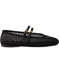 Prada - Triangle-Logo Mesh Ballet Flats - Lyst