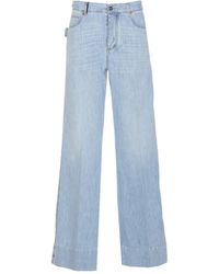 Bottega Veneta - Logo Patch Wide Leg Jeans - Lyst