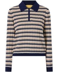 Guest In Residence - Striped Silk And Linen-Blend Polo Shirt - Lyst