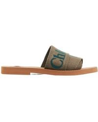 Chloé - Chloé Woody Logo Embroidered Sandals - Lyst