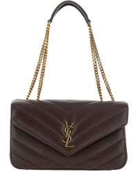 Saint Laurent - 'Loulou' Crossbody Bag With Chain Strap And Cassandre Plaque On The Front - Lyst