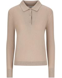Max Mara - Ribbed Collared Polo Top - Lyst