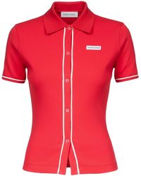 Marine Serre - Light Ribbed Jersey Polo T-Shirt - Lyst