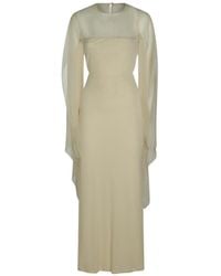 Alberta Ferretti - Sheer Cape-Overlay Dress - Lyst