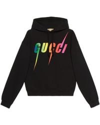 Gucci - Logo-Print Cotton Hoodie - Lyst