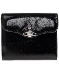 Vivienne Westwood - Orb-Plaque Crinkled-Leather Wallet - Lyst