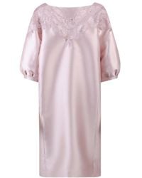 Alberta Ferretti - Lace Detail Balloon Sleeved Dress - Lyst