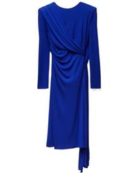 Versace - Draped Asymmetric Long Dress - Lyst
