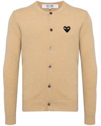 COMME DES GARÇONS PLAY - Comme Des Garçons Play Heart Patch Crewneck Cardigan - Lyst
