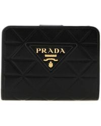 Prada - Triangle Logo Plaque Bi-Fold Wallet - Lyst