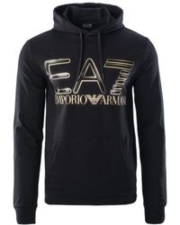 EA7 - Logo-Print Pullover Hoodie - Lyst