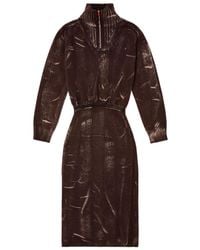 DIESEL - M-Marcelle Zipped Turtleneck Midi Dress - Lyst