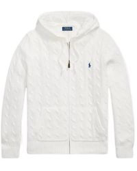 Polo Ralph Lauren - Cable Knit Zip Hooded Sweater - Lyst