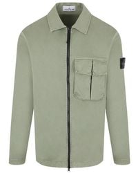 Stone Island - Zip-Up Stretch-Cotton Shirt Jacket - Lyst
