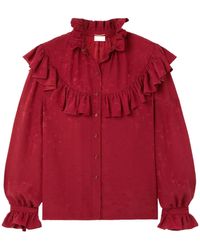 Saint Laurent - Ruffled Button-Up Blouse - Lyst