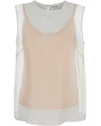 P.A.R.O.S.H. - Silk Blouse With Semi-Transparent - Lyst