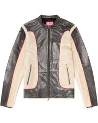 DIESEL - Apos;S L-Evert Leather Color Block Moto Jacket - Lyst