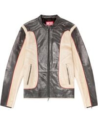 DIESEL - Apos;S L-Evert Leather Color Block Moto Jacket - Lyst