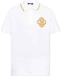 Versace - Medusa Head Embroidered Short-Sleeved Polo Shirt - Lyst