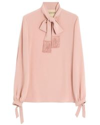 Valentino - Fringed Scarf Detailed Long-Sleeve Shirt - Lyst