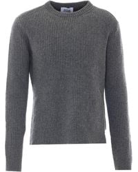 Alpha Studio - Ribbed Crewneck Knitted Sweater - Lyst