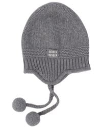 Miu Miu - Logo Sticker Cashmere Hat - Lyst