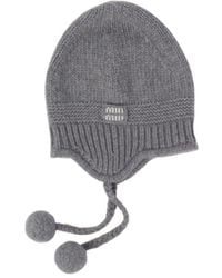 Miu Miu - Logo Sticker Cashmere Hat - Lyst