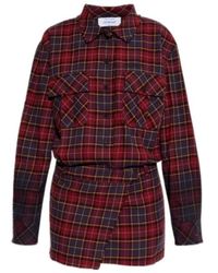 Off-White c/o Virgil Abloh - Checked Button-Up Long-Sleeved Dress - Lyst