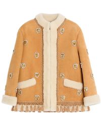 Valentino - Embroidered Heart Embellished Coat - Lyst