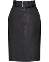 Saint Laurent - Belted Pencil Skirt - Lyst