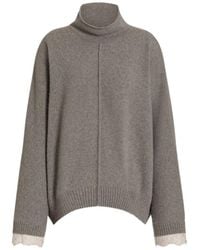 Alberta Ferretti - Cashmere Sweater With Contrasting Lace Cuffs - Lyst