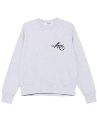 MSGM - Relaxed Fit Cotton Sweatshirt With Script Logo Detail - Lyst