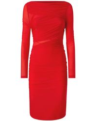 Pinko - Stretch Jersey Longuette Dress With Boat Neckline - Lyst